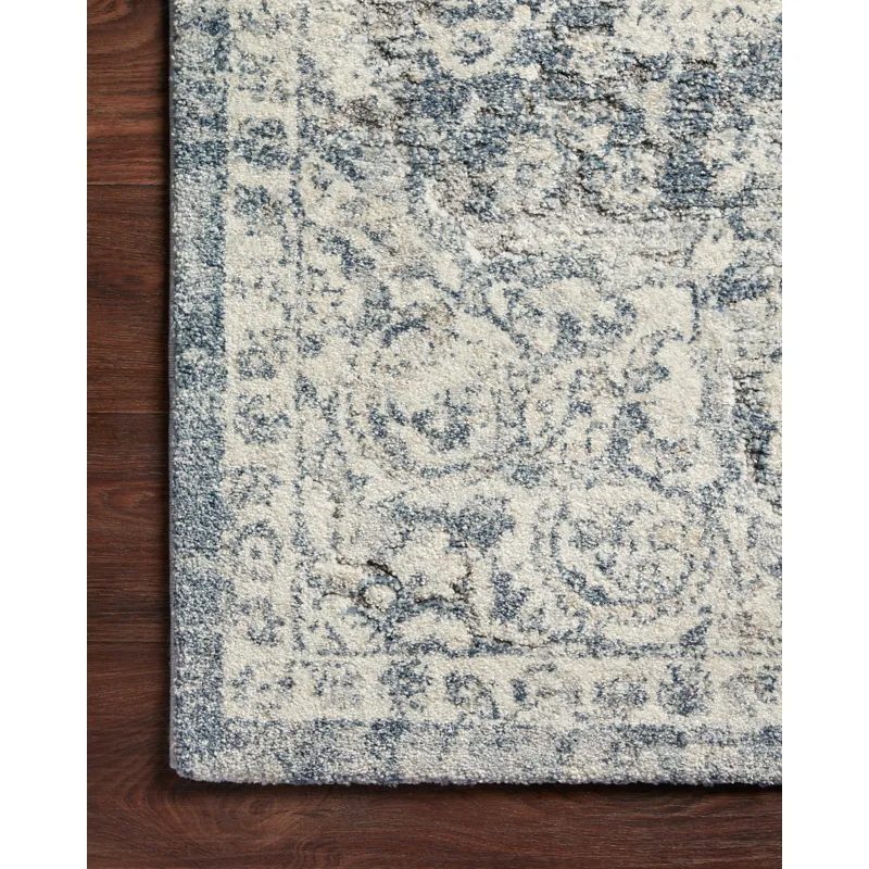Theory Ivory / Blue Rug (2' 7" X 7' 8")