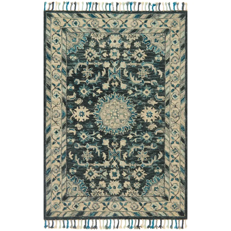 Zharah Teal / Grey Rug (7' 9" X 9' 9")