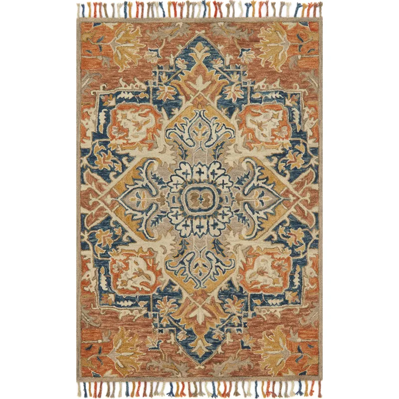 Zharah Rust / Blue Rug (7' 9" X 9' 9")