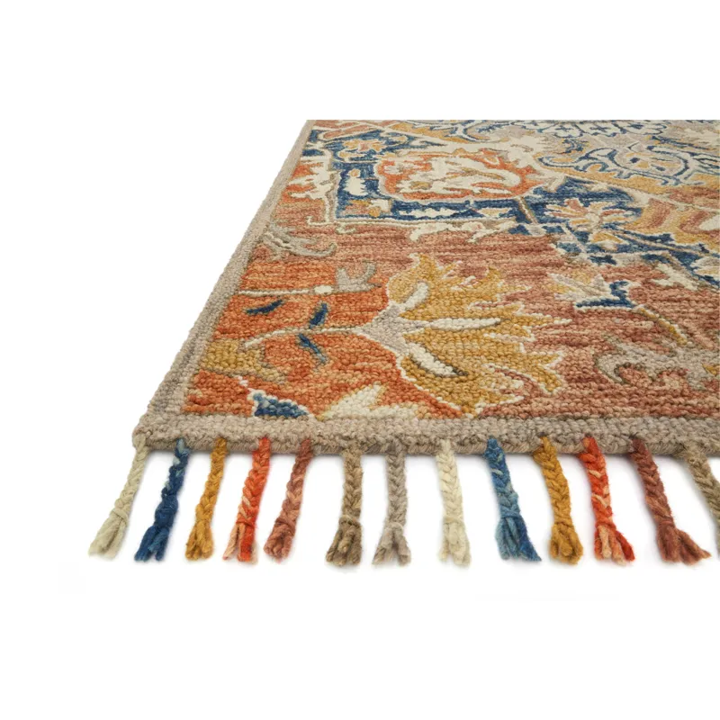 Zharah Rust / Blue Rug (7' 9" X 9' 9")