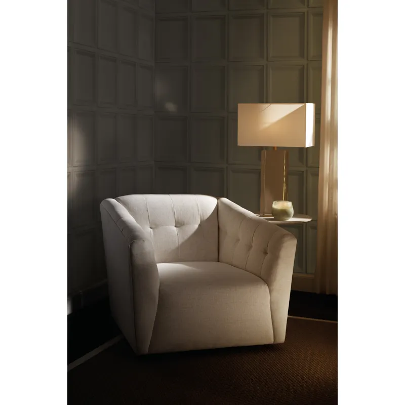 Elio Tufted Swivel Chair - Fabric