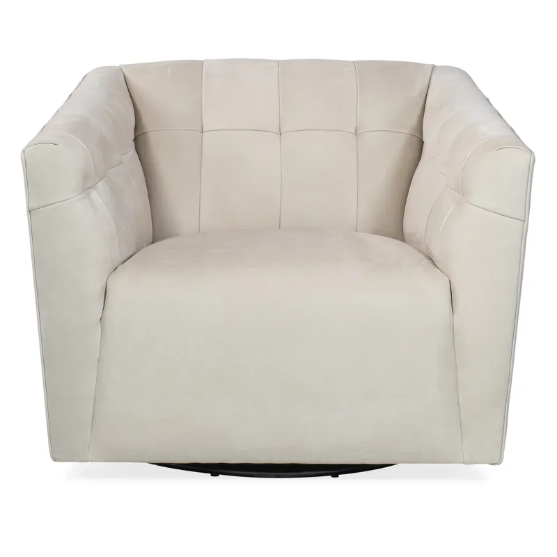 Elio Tufted Swivel Chair - Leather