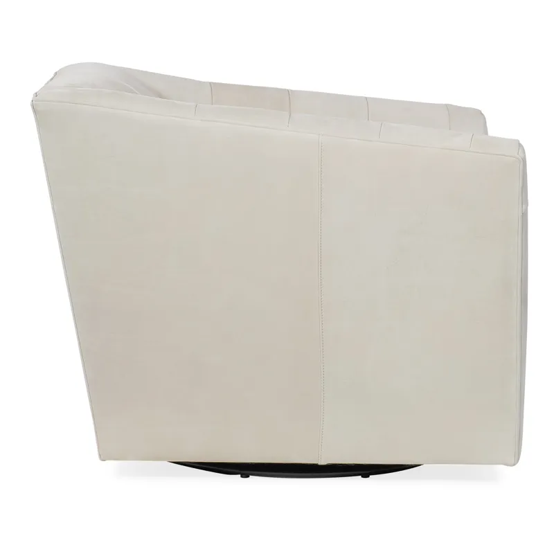 Elio Tufted Swivel Chair - Leather