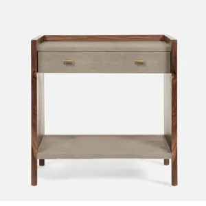 Kennedy NIghtstand - Castor Gray Vintage Faux Shagreen/Walnut Veneer