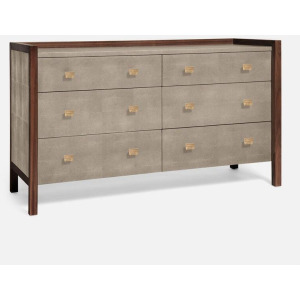 Kennedy 60" Dresser - Castor Gray Vintage Faux Shagreen/Walnut Veneer
