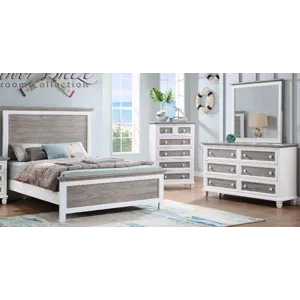 Harbor Breeze 3 PC Queen Bedroom Set - Dove Gray/White