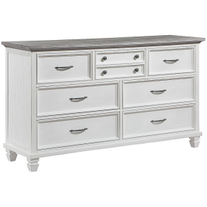 Charleston 7 Drawer Dresser - Dove Gray/Brushed Antique White