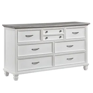 Charleston 7 Drawer Dresser - Dove Gray/Brushed Antique White