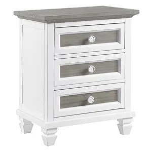 Harbor Breeze 3 Drawer Nightstand - Dove Gray/White