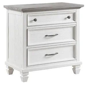 Charleston 3 Drawer Nightstand - Dove Gray/Brushed Antique White