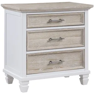 Savannah 3 Draw Nightstand - Seabiscuit/White