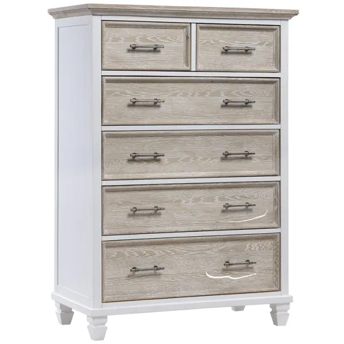 Savannah 5 Draw Chest - Seabiscuit/White
