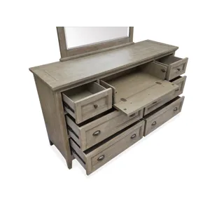 Paxton Place Dovetail Grey Drawer Dresser With Landscape Mirror