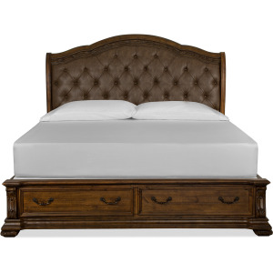 Durango Willadeene Brown Queen Upholstered Sleigh Storage Bed