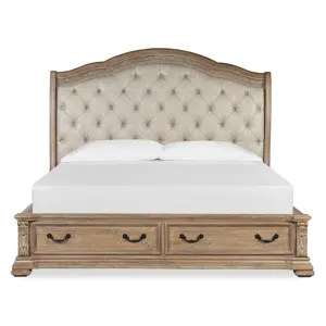 Marisol Fawn Queen Upholstered Sleigh Storage Bed