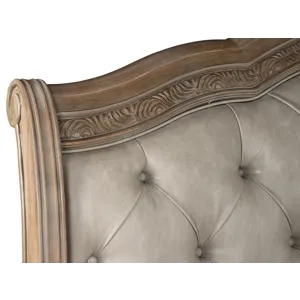 Marisol Fawn Queen Upholstered Sleigh Storage Bed