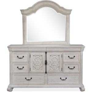 Bronwyn Alabaster Drawer Dresser With Shaped Mirror