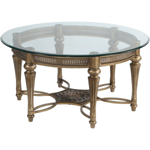 Galloway Round Cocktail Table Glass Top