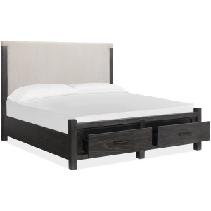 Plum Creek Ravenwood Black Queen Upholstered Panel Storage Bed