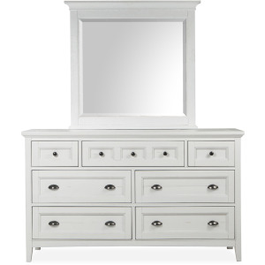 Heron Cove Chalk White And Dovetail Grey Drawer Dresser With Landscape Mirror