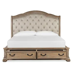 Marisol Fawn Queen Upholstered Sleigh Storage Bed
