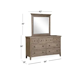 Paxton Place Dovetail Grey Drawer Dresser With Landscape Mirror