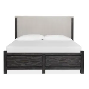 Plum Creek Ravenwood Black Queen Upholstered Panel Storage Bed