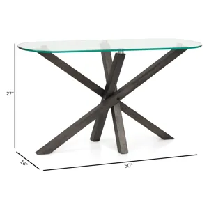 Jax Carbon Shadow And Chrome Oval Sofa Table