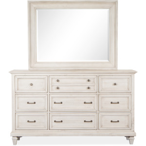 Newport Alabaster Drawer Dresser With Landscape Mirror