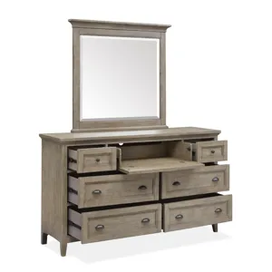 Paxton Place Dovetail Grey Drawer Dresser With Landscape Mirror