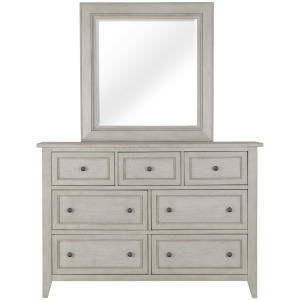 Raelynn Drawer Dresser with Portrait Concave Framed Mirror
