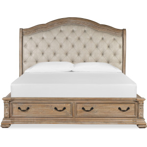 Marisol Complete King Sleigh Storage Bed w/Upholstered HB