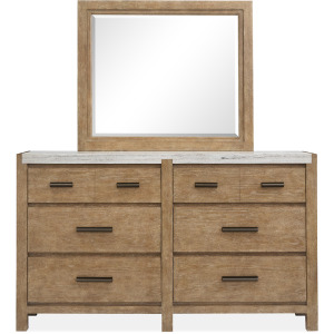 Plum Creek - LT. Brown Drawer Dresser with Landscape Mirror