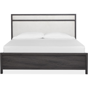 Merrifield - Black Complete King Panel Bed w/Upholstered Headboard