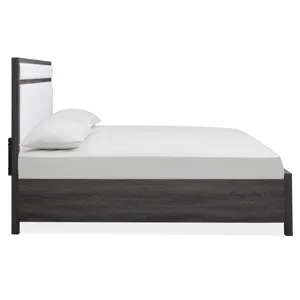 Merrifield - Black Complete King Panel Bed w/Upholstered Headboard