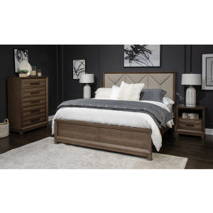 Callisto Complete King Panel Bed w/Upholstered HB
