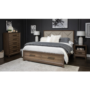 Callisto Complete King Panel Storage Bed w/Upholstered HB