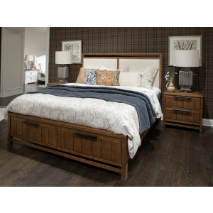 Conway Complete King Panel Storage Bed w/Upholstered Headboard