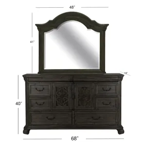 Bellamy Peppercorn Drawer Dresser With Shaped Mirror