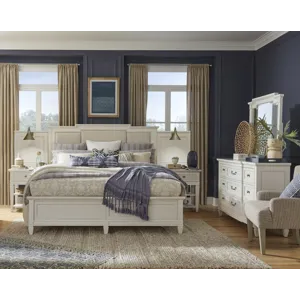 Willowbrook Egg Shell White Queen Upholstered Wall Panel Bed