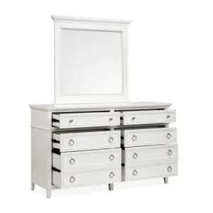 Juniper Hill Whisper White Double Drawer Dresser With Landscape Mirror