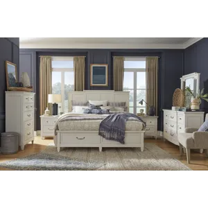 Willowbrook Egg Shell White California King Panel Storage Bed