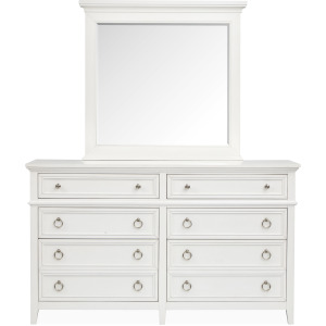 Juniper Hill Whisper White Double Drawer Dresser With Landscape Mirror