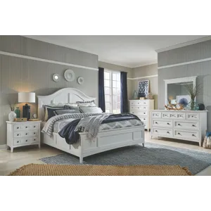 Heron Cove Chalk White And Dovetail Grey Drawer Dresser With Landscape Mirror