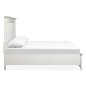 Kingston Whisper White And Cerused Nutmeg California King Upholstered Panel Storage Bed