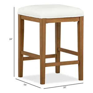 Lindon Belgian Wheat White Upholstered Stool