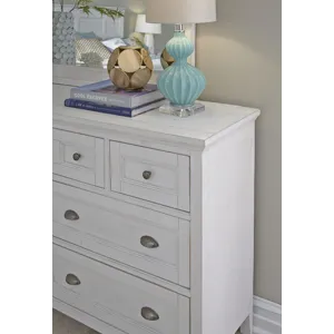 Heron Cove Chalk White And Dovetail Grey Drawer Dresser With Landscape Mirror