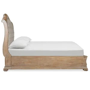 Marisol Fawn Queen Upholstered Sleigh Storage Bed