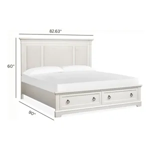 Kingston Whisper White And Cerused Nutmeg California King Upholstered Panel Storage Bed