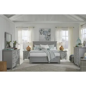 Charleston Harbor Gray Grey Drawer Dresser With Landscape Mirror